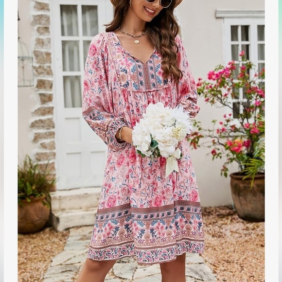 Noracora Boho Floral Dress NWT Size M - Picture 1 of 8